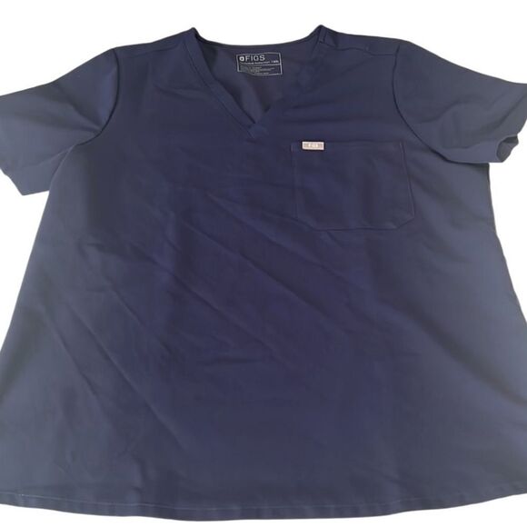 Figs Navy Blue V Neck Short Sleeves Scrub Top Size XXL - Picture 5 of 8